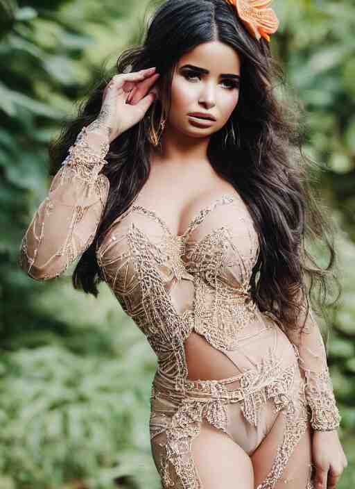 portrait of demi rose wearing kebaya in java, by charlotte grimm, natural light, detailed face, beautiful features, symmetrical, canon eos c 3 0 0, ƒ 1. 8, 3 5 mm, 8 k, medium - format print, half body shot 