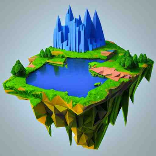 low poly art of new york as a floating island in the sky, low poly, isometric art, 3d render, waterfall, high detail, artstation, concept art, behance, ray tracing, smooth, sharp focus, ethereal lighting