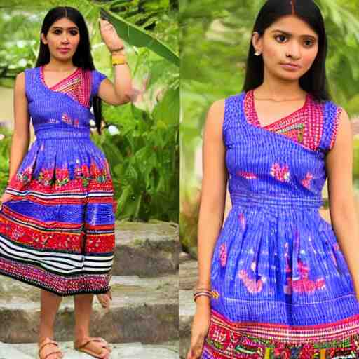 beautiful summer assamese mekehela bihu style floral dress, flirtatious, boho - chic, sleeveless, elegant, short skirt length, slimmer demeanor, plethora of colors ; mini dress 