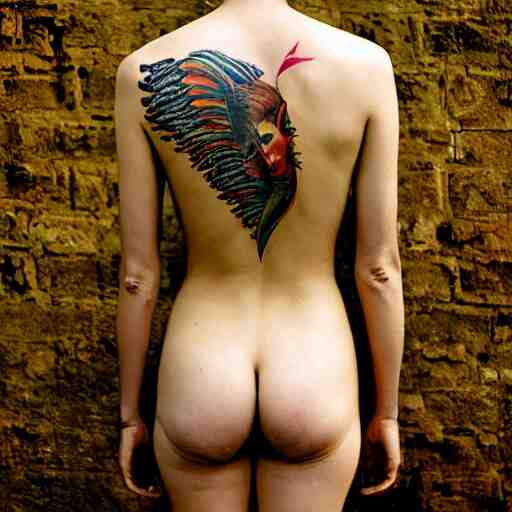 a back tattoo, good morning, by annie leibovitz and steve mccurry, natural light canon eos c 3 0 0, ƒ 1. 8, 3 5 mm, 8 k, medium - format print 