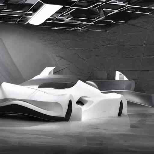 sci-fi sport car f1 hatchback transport design zaha hadid organic smooth elastic forms 20% of canvas on the front; background wall structure on the coronation of napoleon painting 30% of canvas; by Jacques-Louis David, pinterest keyshot product render, cloudy plastic ceramic material shiny gloss water reflections, ultra high detail ultra realism, 4k