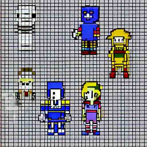 “ pixel art designs of new undertale characters. ” 