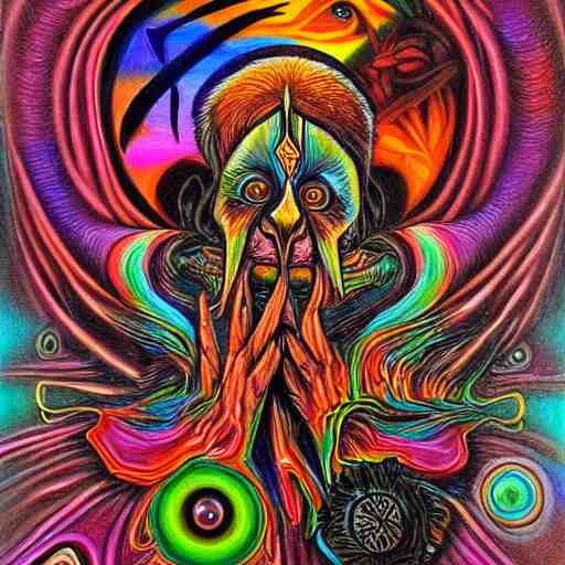 misanthropy, the hate for people, airbrush art, shamanic dmt art, by basuki abdullah 