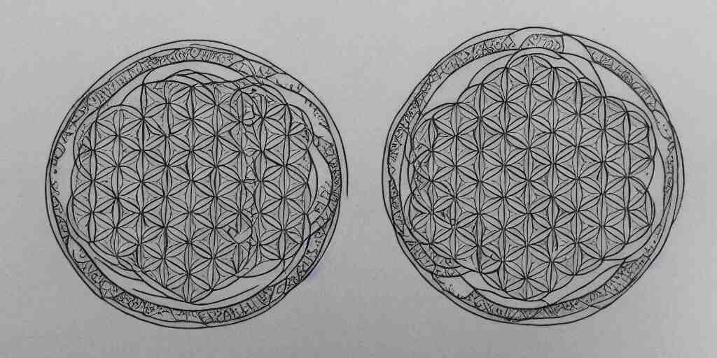 sacred geometry tattoo design, flower of life, sri yantra, dotwork, design, tattoo, 8 k 