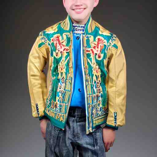 teenage Caucasian boy modeling malacca sultanate jacket