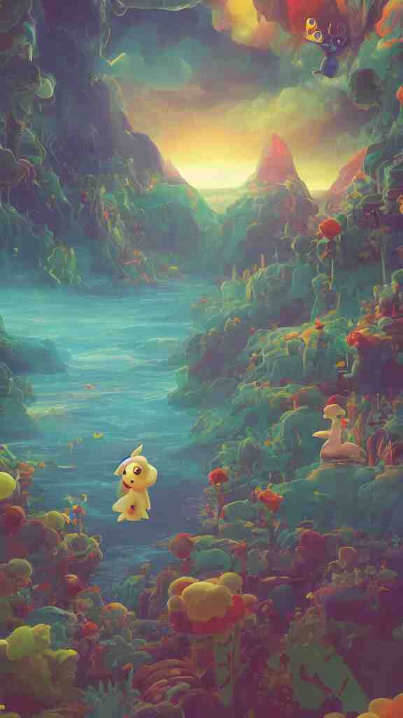 
magic background game design with miss pokemon woolly :: painting overlay by beeple by Raffaello Sanzi and Chao Teng Zhao :: centered,pixar and dremwork artstation, smooth, sharp focus, octane render, 3d rim light 

