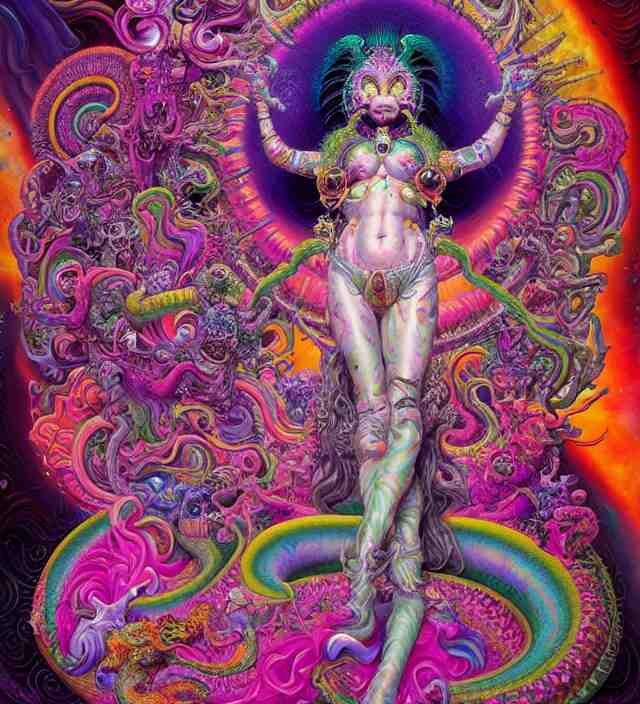 lisa frank inspired blotter acid fantasy character portrait of fertility goddess, ultra realistic, wide angle, intricate details, dharma artifacts, aum, highly detailed by hr giger, peter mohrbacher, wayne barlowe, boris vallejo, hajime sorayama aaron horkey, gaston bussiere, craig mullins 