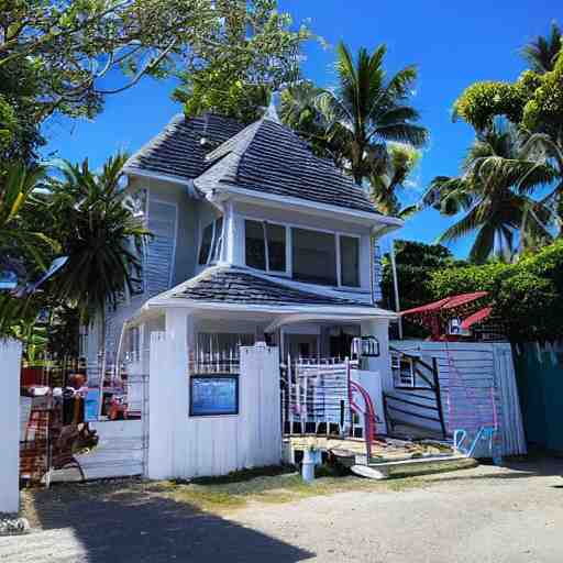 synthawave house in beach