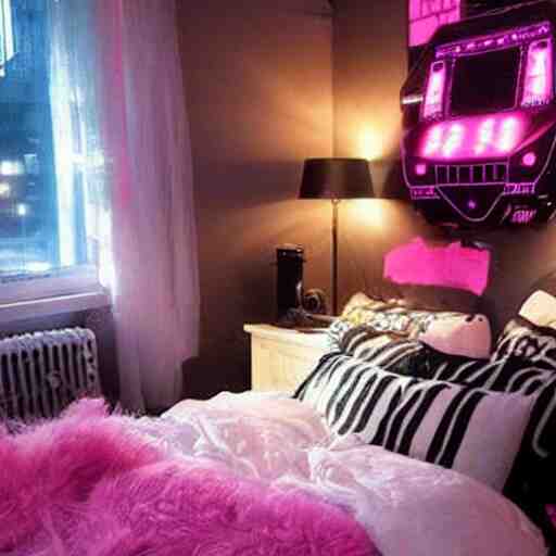 a girl's cozy cyber punk bedroom 