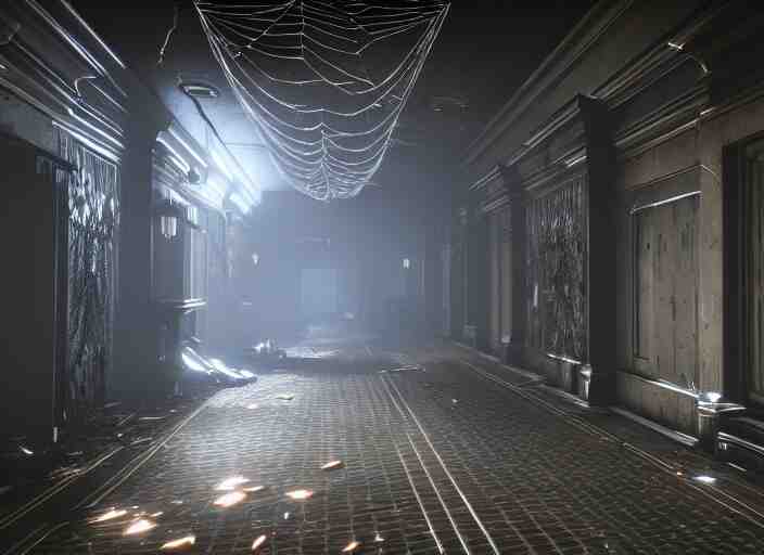 large spider web infested hallway in destiny 2, liminal, dark, dystopian, abandoned, highly detailed 4 k 6 0 fps in - game destiny 2 gameplay screenshot leak 