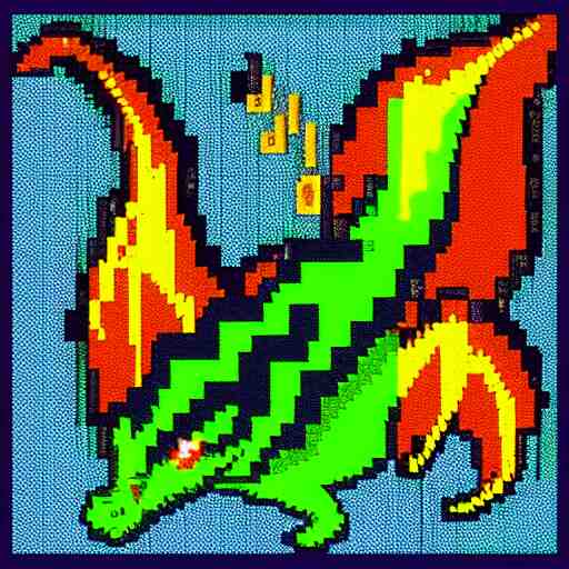 dragon spit fire, pixel art 8 x 8 size. 