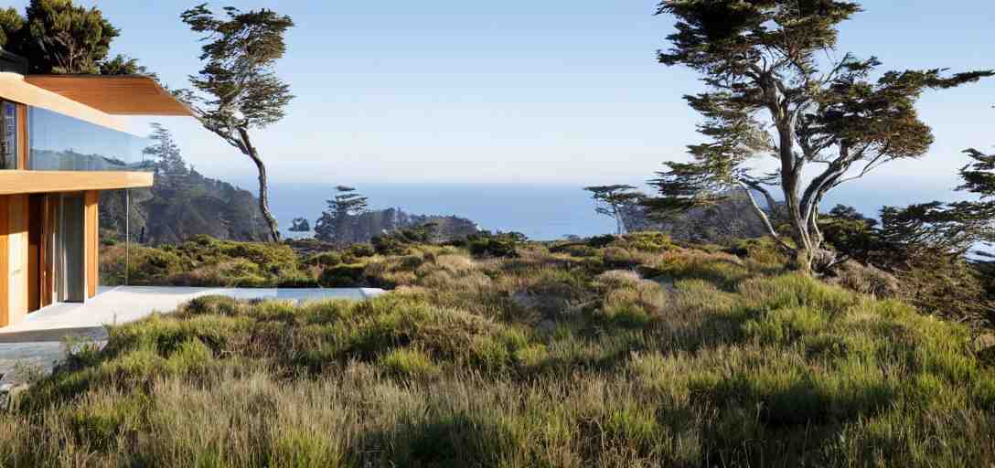 house designed by renzo piano overlooking big sur. landscape design by louis benech. 