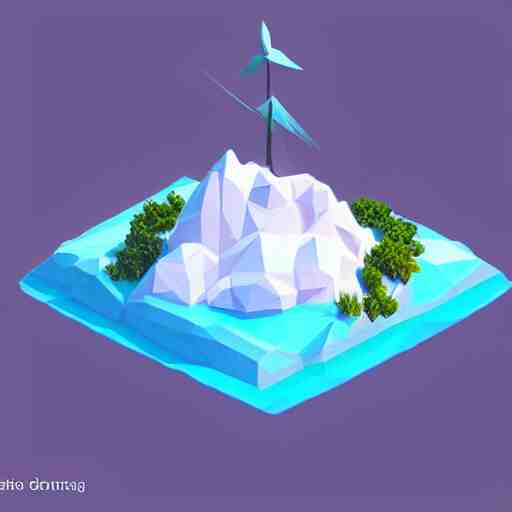 a floating island on an ocean isometric art, low poly art, game art, artstation, 3D render, cgsociety, unreal engine 5