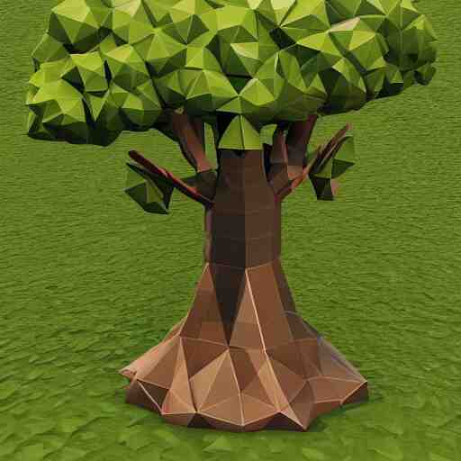 a low poly 3d object of the tree used in mobile game, large and majestic