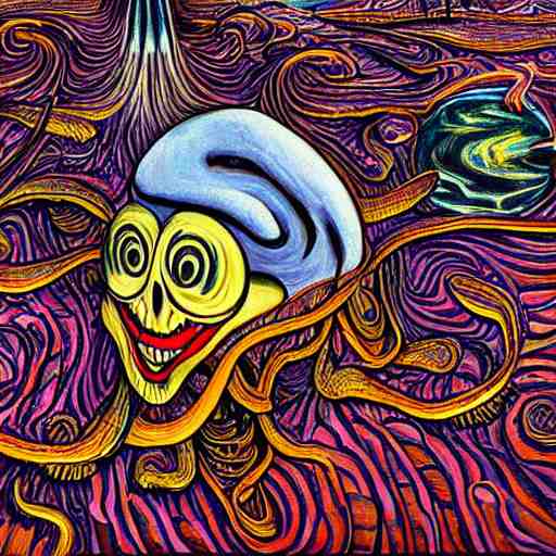 a hyper - detailed fine painting of the scream of paranoia and funny pain, cosmic horror psychedelic weird bizarre art 