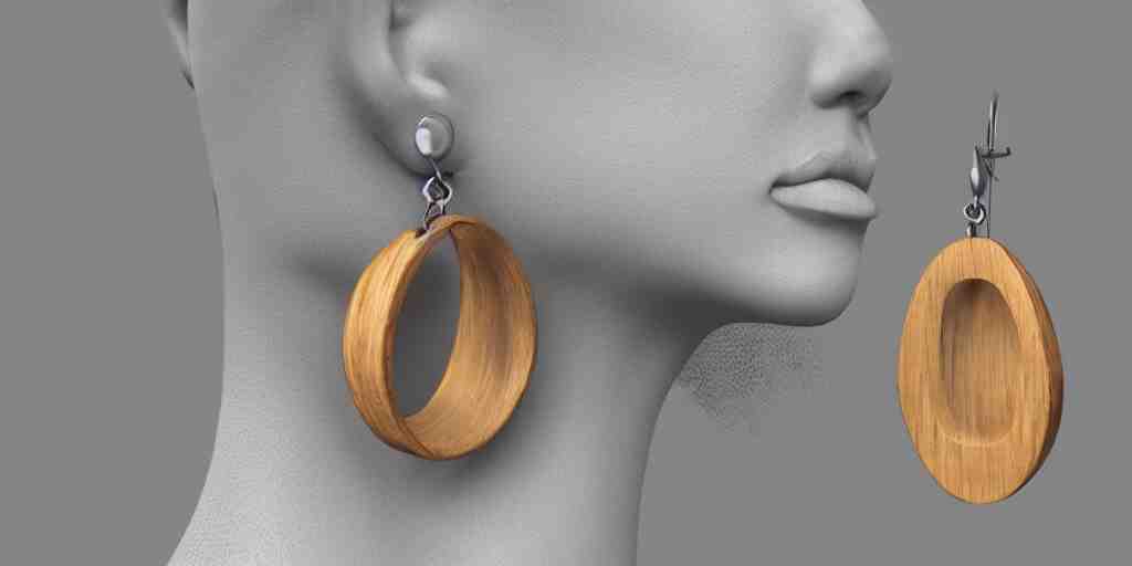 earring design, jewelry design, wood, nordic, material, product design, trending on artstation, cgsociety, photo realistic, design by ziva cph and isabel lennse, 8 k, unreal engine, c 4 d 