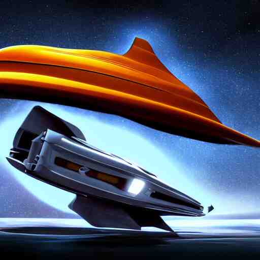 a hiper realistic digital art of a futurist spaceship car 