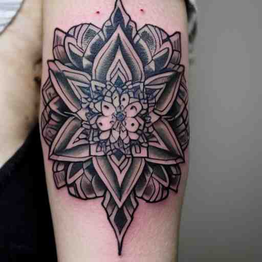 photograph of a mandala tattoo depicting a monsters leaf 