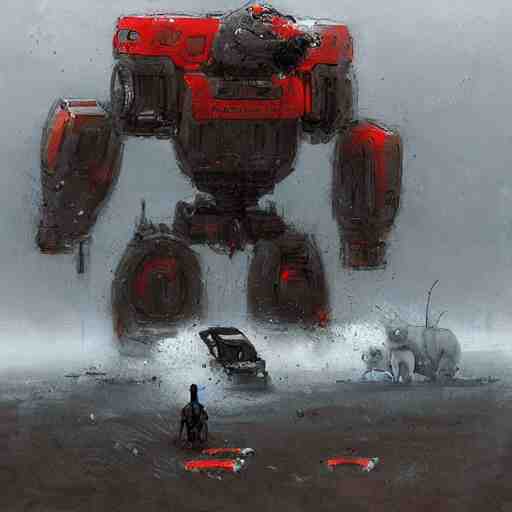 dog type mech art by jakub rozalski 