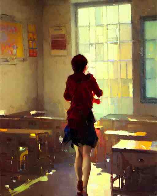 school of life, indoor interesting room, ( impressionistic oil painting by malcom liepke ), alexi zaitsev, craig mullins, melinda matyas, tooth wu, wlop, denis sarazhin, bold brushstrokes, highly detailed, award winning, textured, masterpiece 