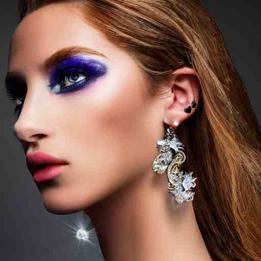 fashion photo, haute couture female model wearing bejeweled scissor earrings:5, bejeweled scissor chest plate:5, bejeweled scissor bracelets:5, hyper realistic, detailed, dramaticly beautiful, 8k, Octane