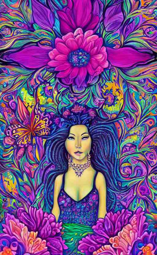 tranquil oblivion,  floral queen, artwork by artgem, art by lisa frank