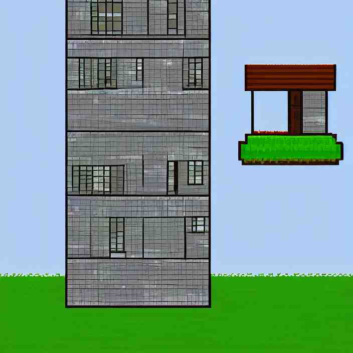 a building in a serene landscape, pixel art 