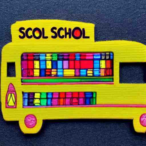 school bus made of pencils
