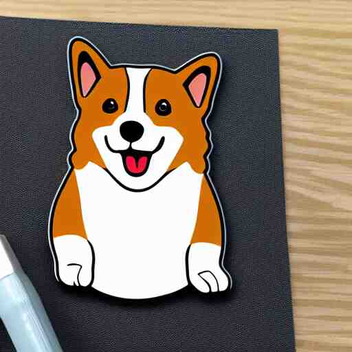 a kawaii chubby goofy cute corgi sitting upright sticker illustration