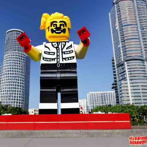 a xi jinping lego statue, in the style of synthwave, auoroacore, power, 