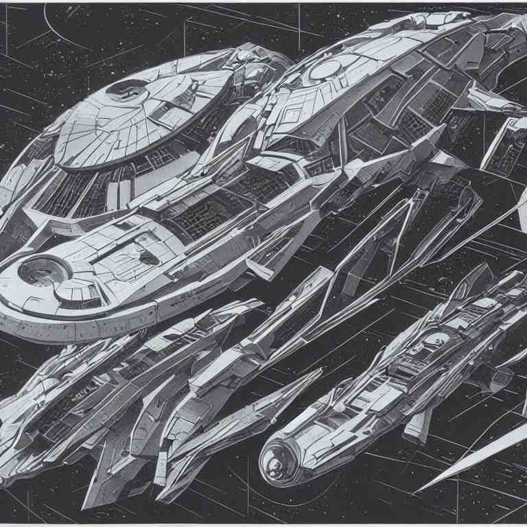 a spaceship built by MC Escher, sci-fi concept art, highly detailed