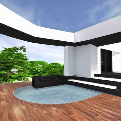 a black modern mansion on an island by itself, award winning, 8k, ultra realistic,