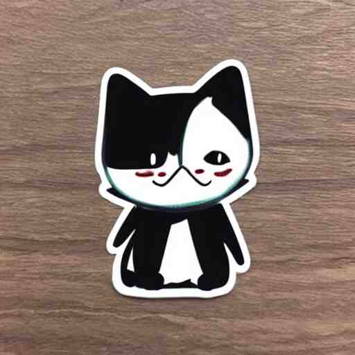 sticker of cute tuxedo cat 