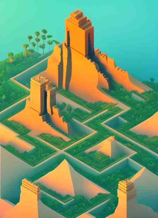 a low poly isometric render of bali in the style of monument valley, intricate, elegant, smooth shading, soft lighting, illustration, simple, solid shapes, by magali villeneuve, jeremy lipkin and michael garmash, rob rey and kentaro miura style, octane render 