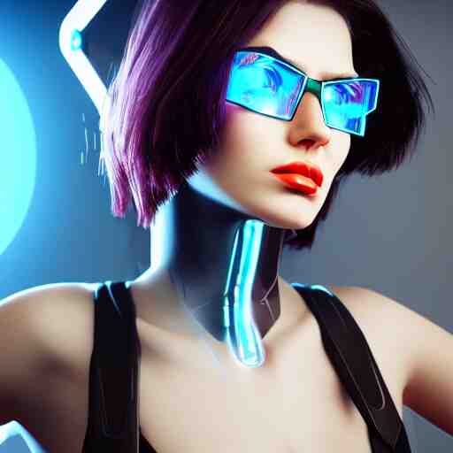 futuristic cyberpunk girl with innovative glasses inspired avant - garde art, deco fashion, highly detailed, photorealistic portrait, bright studio setting, studio lighting, crisp quality and light reflections, unreal engine 5 quality render 