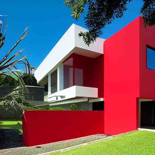 a modern red house in brazil, architecture 