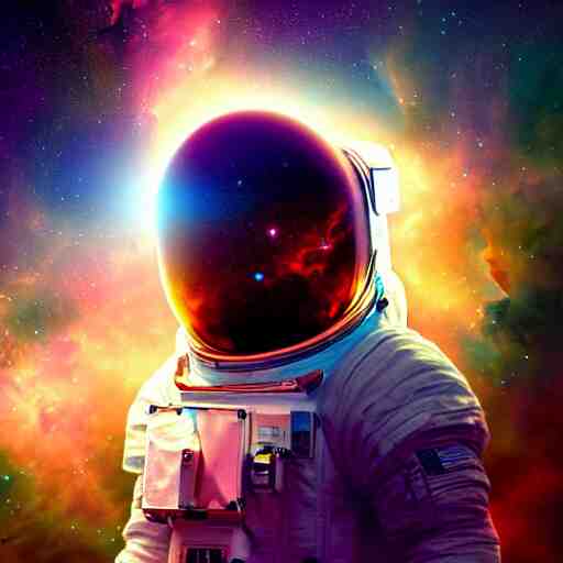 astronaut looking at a nebula , digital art , trending on artstation , hyperdetailed , matte painting , CGSociety