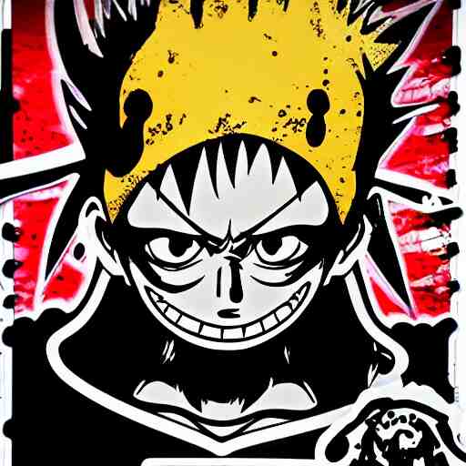 die cut sticker, luffy gear 5, splatter paint 