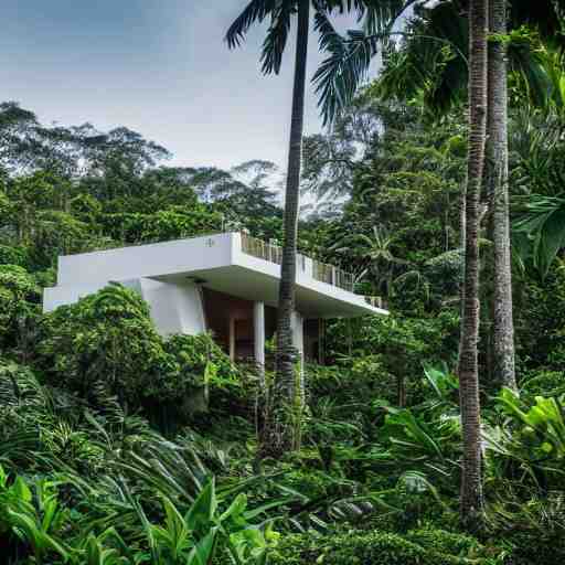 a modern mansion in the middle of the jungle, award winning photography, canon camera, 8k