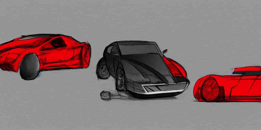 mashup concept of two cars as one. No background, concept art style.