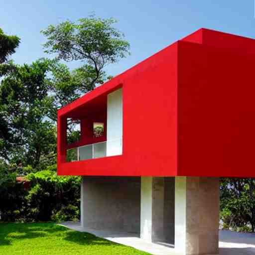 a modern red house in brazil, architecture 