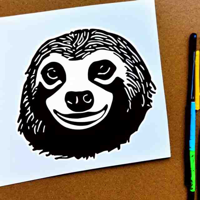 svg sticker art of a sloth 