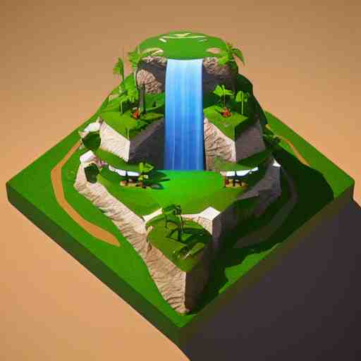 a floating island isometric art, low poly art, game art, artstation, 3D render, cgsociety, octane render