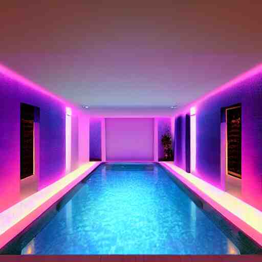 govee hue led strip lighting, swiming pool, scene, colourful, 8 k, unreal engine, realistic, house and home, 