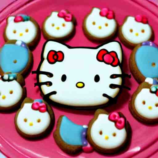 hello kitty eating cookie