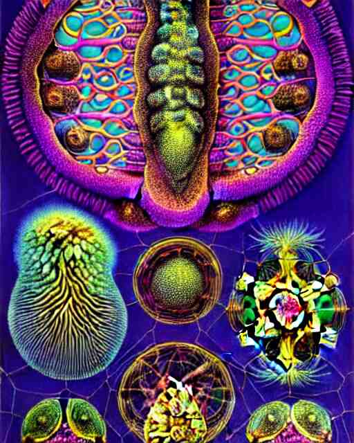 poster of coronavirus, close up details, intrinsic, drawn by Ernst Haeckel, psychedelic colorful, beeple rendering, written by HP Lovecraft