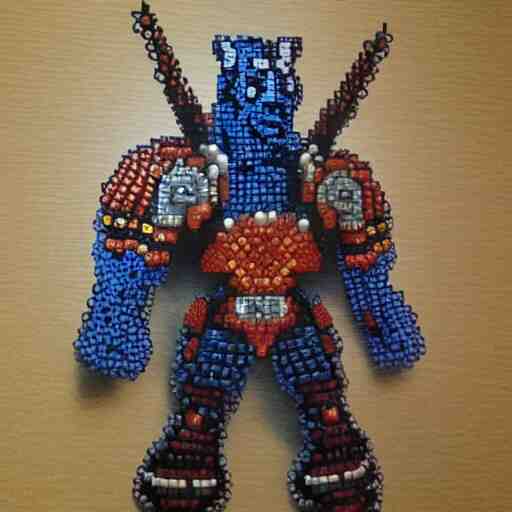 a warrior from world of warcraft made out of beads