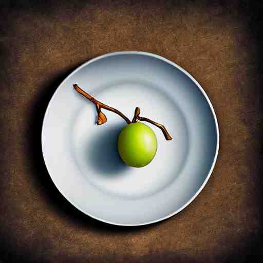 the loneliest grape on a plate realistic photograph 