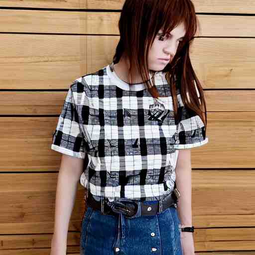 female model teenage emo photography plaid skirt band shirt 