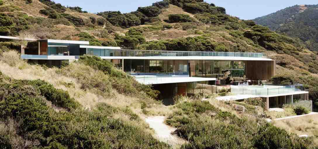 house designed by renzo piano overlooking big sur. landscape design by louis benech. 